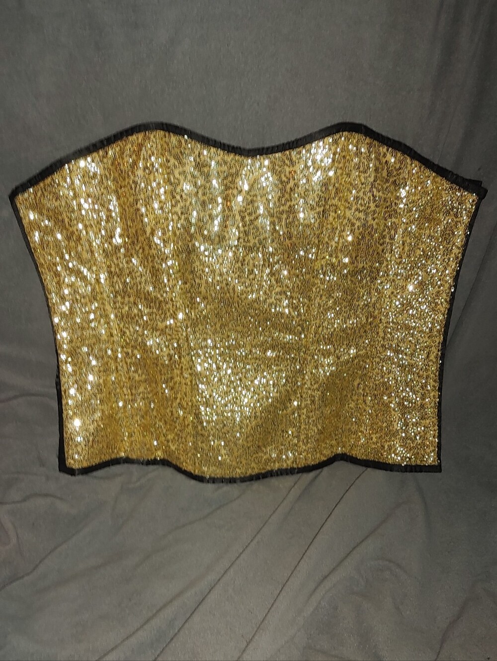 Gold Sequin Strapless Corseted Top